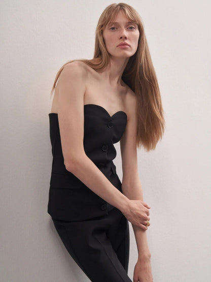 Y2K Strapless Button Up Top