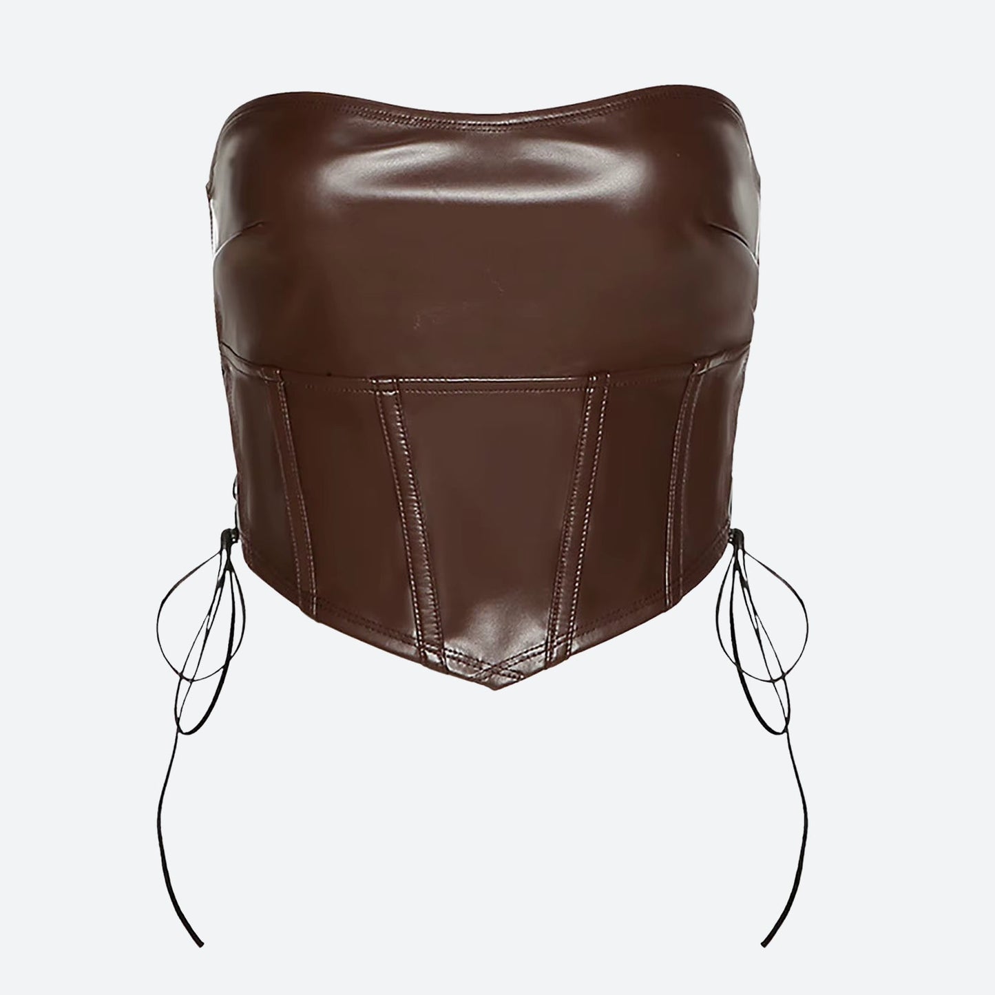 Y2K Strapless Faux Leather Crop Top