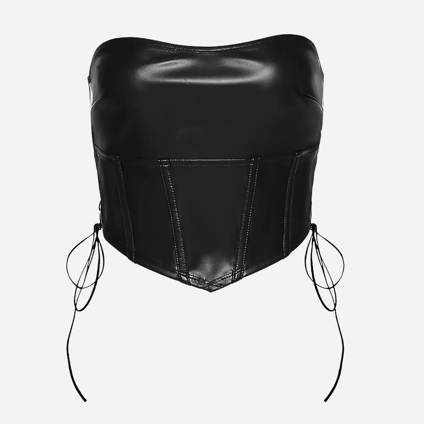 Y2K Strapless Faux Leather Crop Top