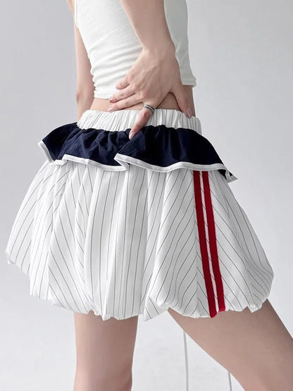Y2K Striped Balloon Mini Skirt