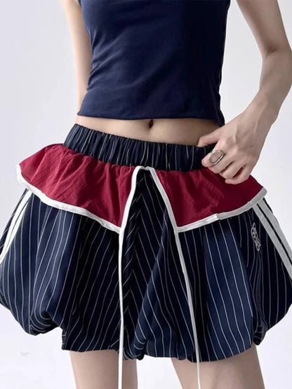 Y2K Striped Balloon Mini Skirt