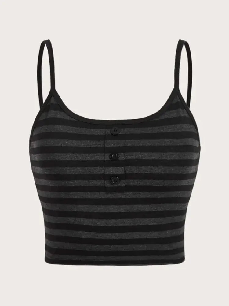 Striped Crop Top with Buttons