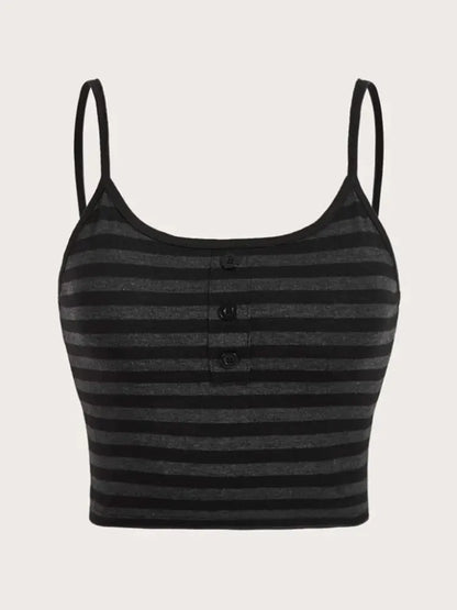 Striped Crop Top with Buttons