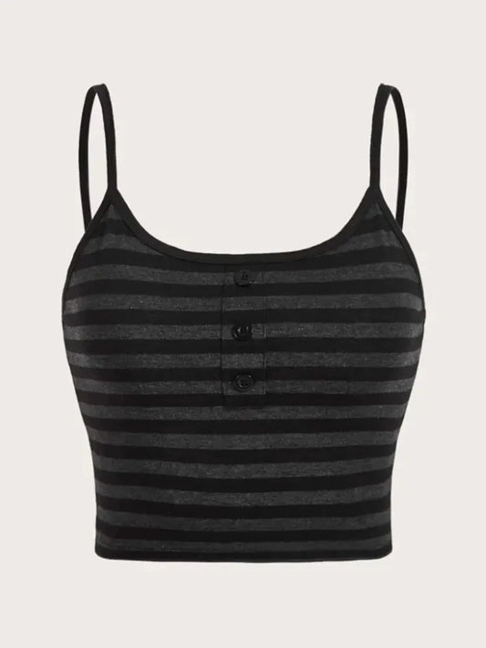 Striped Crop Top with Buttons