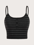 Striped Crop Top with Buttons