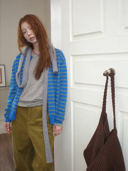 Y2K Striped Cardigan