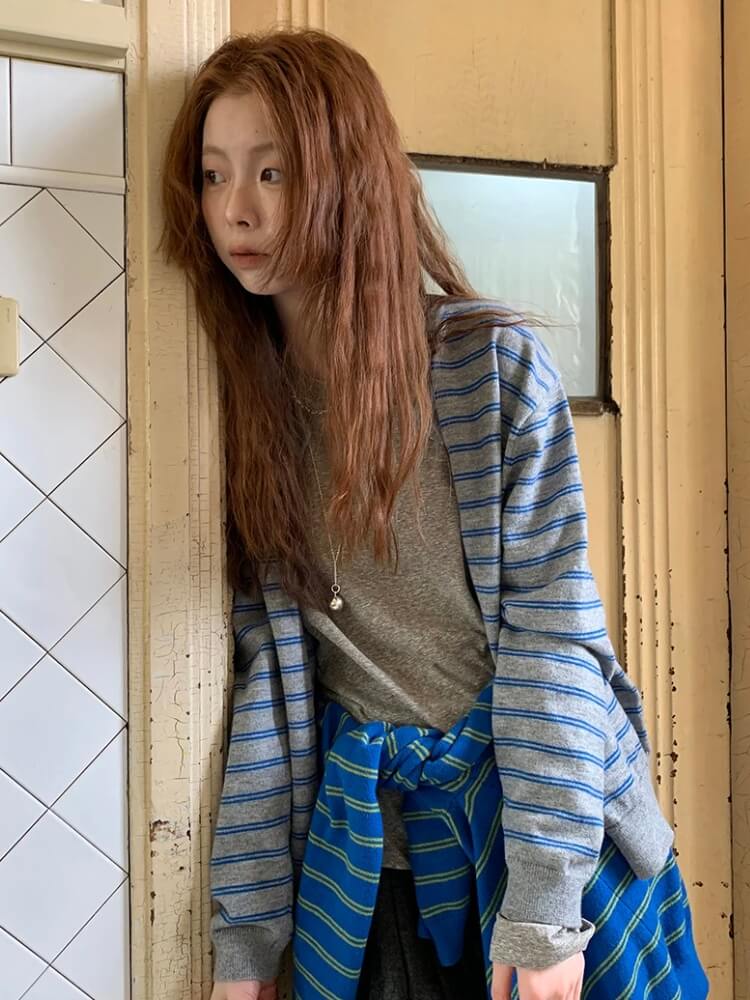 Y2K Striped Cardigan