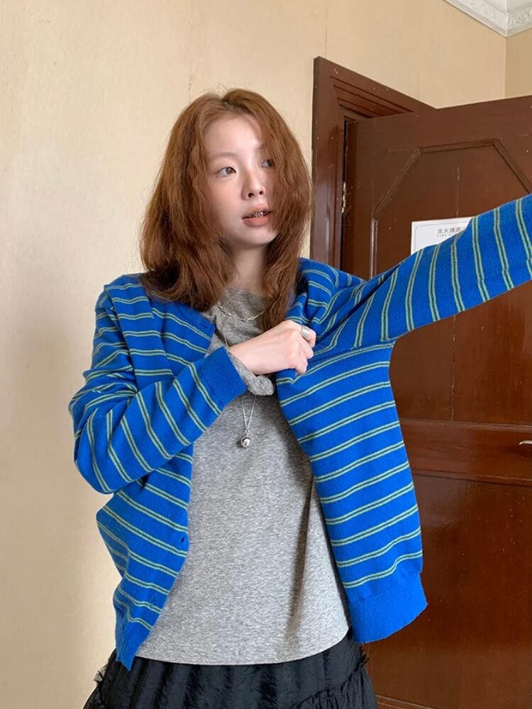 Y2K Striped Cardigan