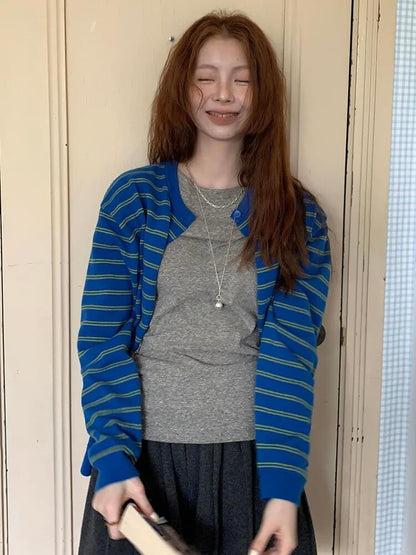 Y2K Striped Cardigan