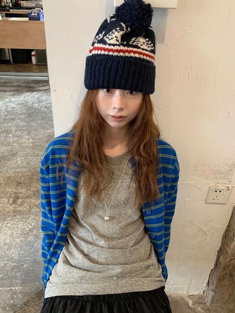 Y2K Striped Cardigan