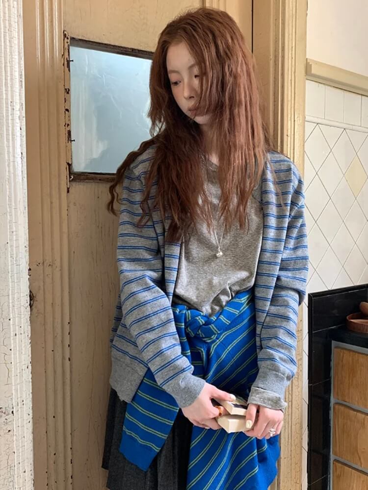 Y2K Striped Cardigan