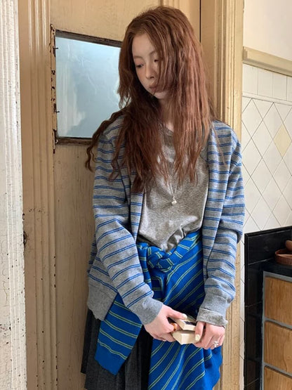 Y2K Striped Cardigan