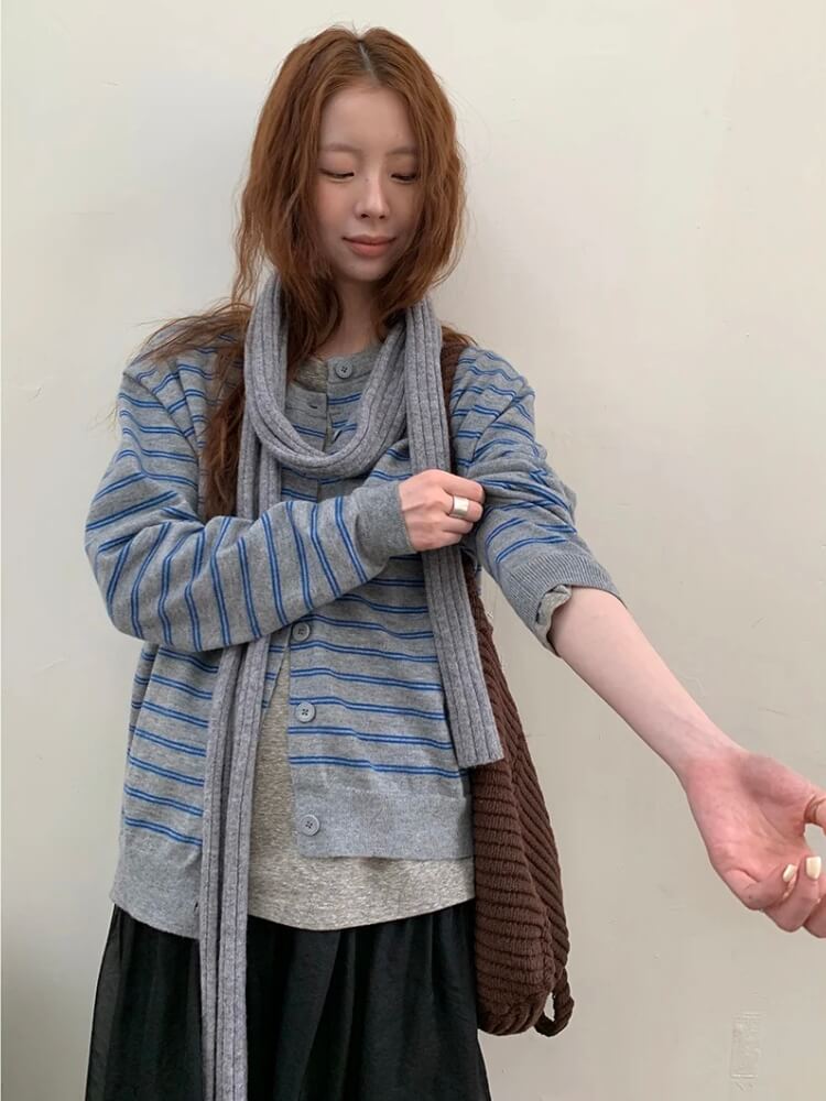 Y2K Striped Cardigan