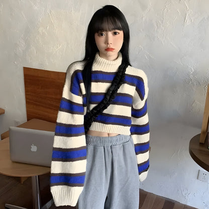 Y2K Striped Crop Sweater