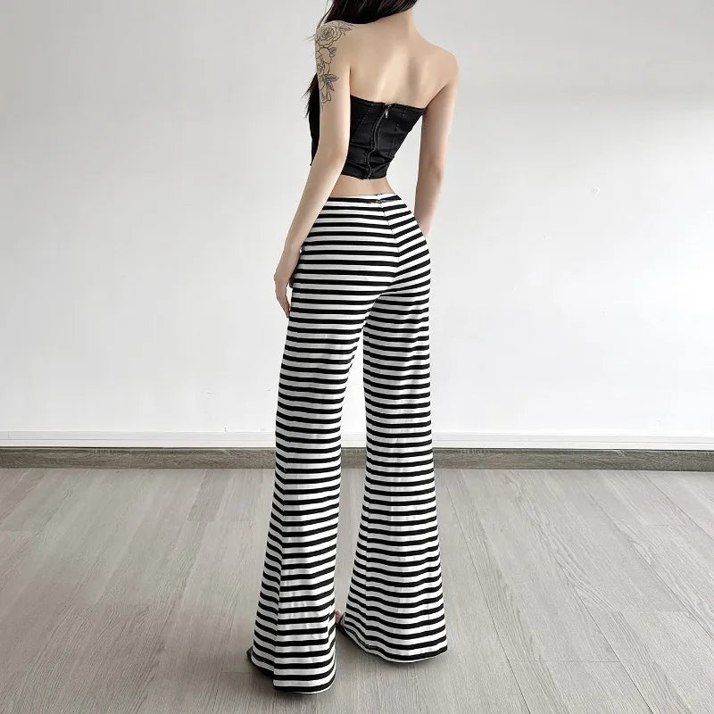 Y2K Striped Flare Sweatpants