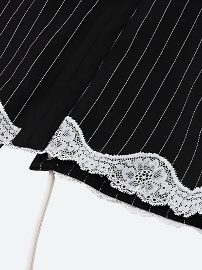 Y2K Striped Lace Trim Corset Top