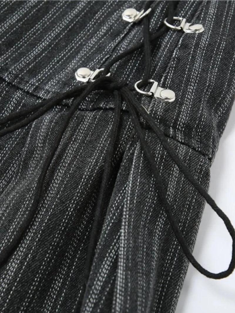 Striped Lace-Up Mini Skirt