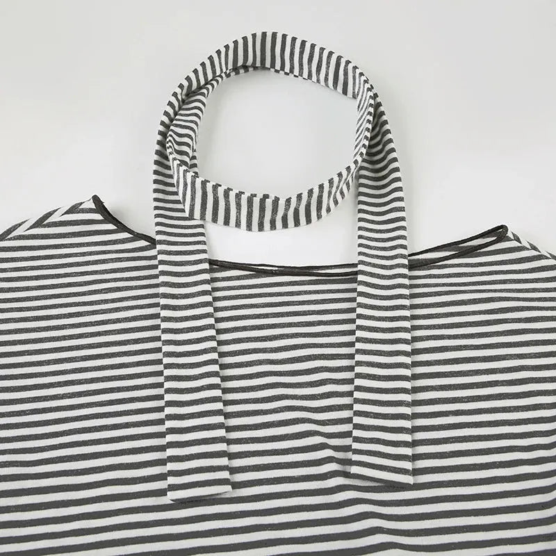 Y2K Striped Neck Tie Top
