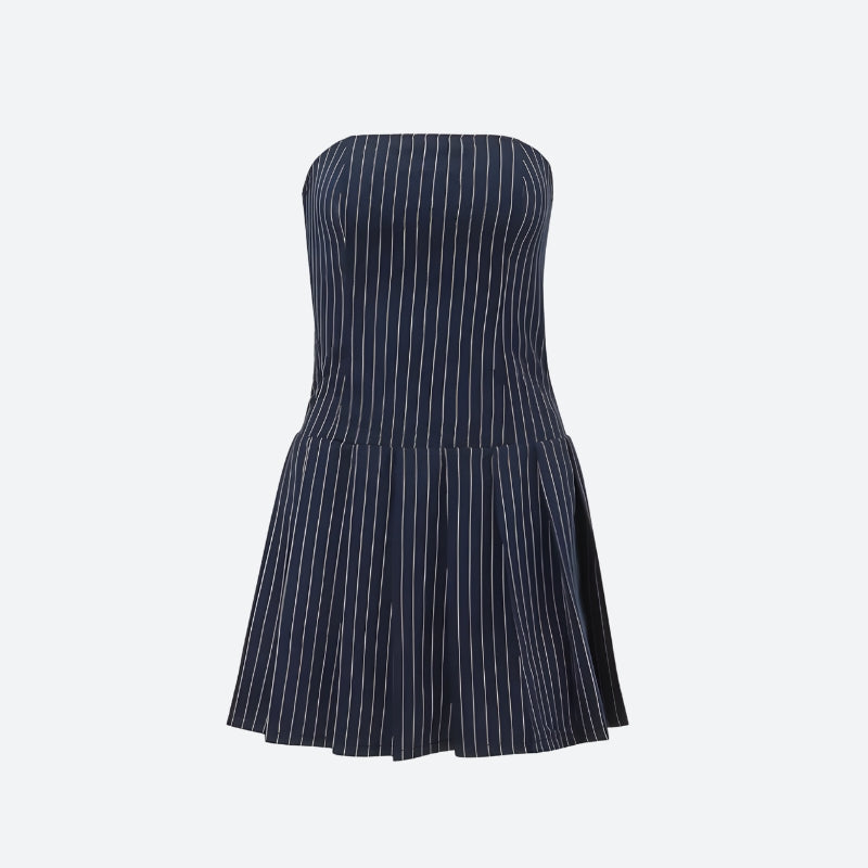 Y2K Striped Strapless Mini Dress