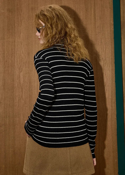 Y2K Striped Turtleneck Top