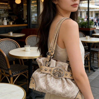 Y2K Studded Buckle Shoulder Bag