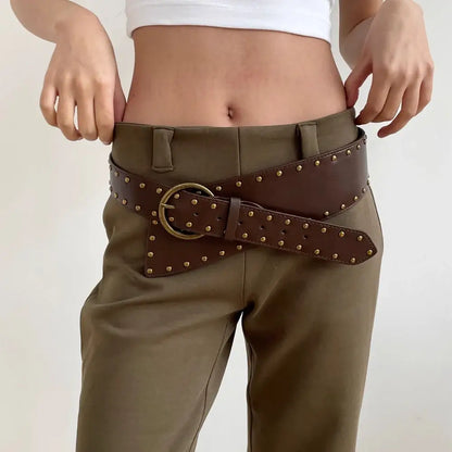 Y2K Studded Wide Belt