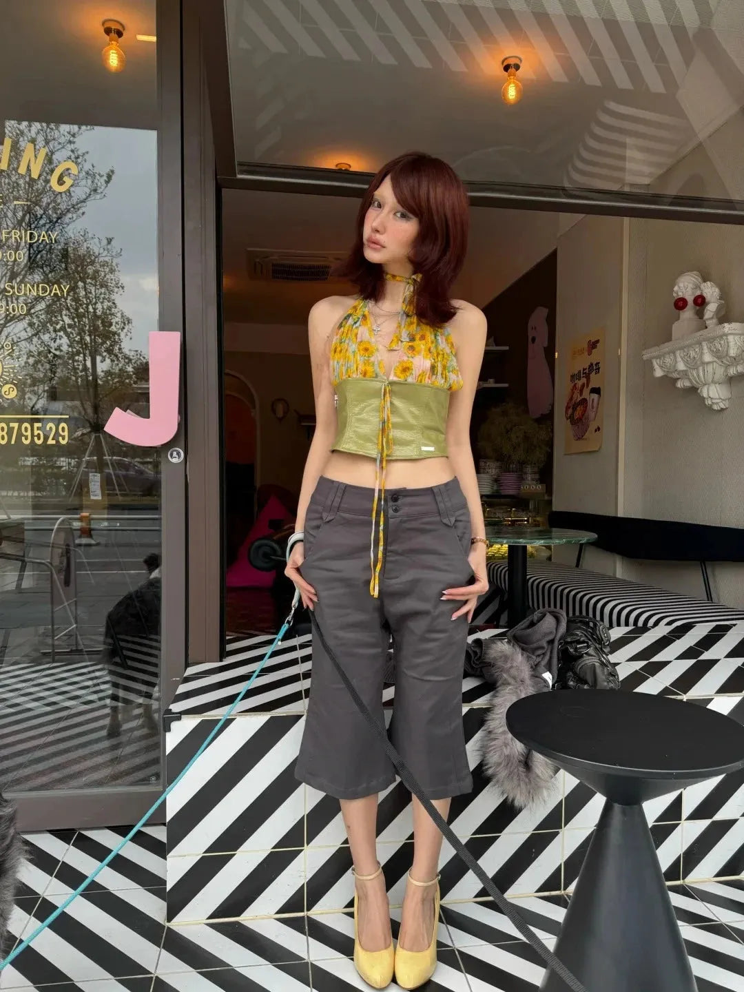 Y2K Sunflower Halter Top