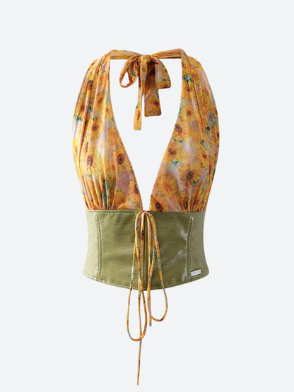 Y2K Sunflower Halter Top
