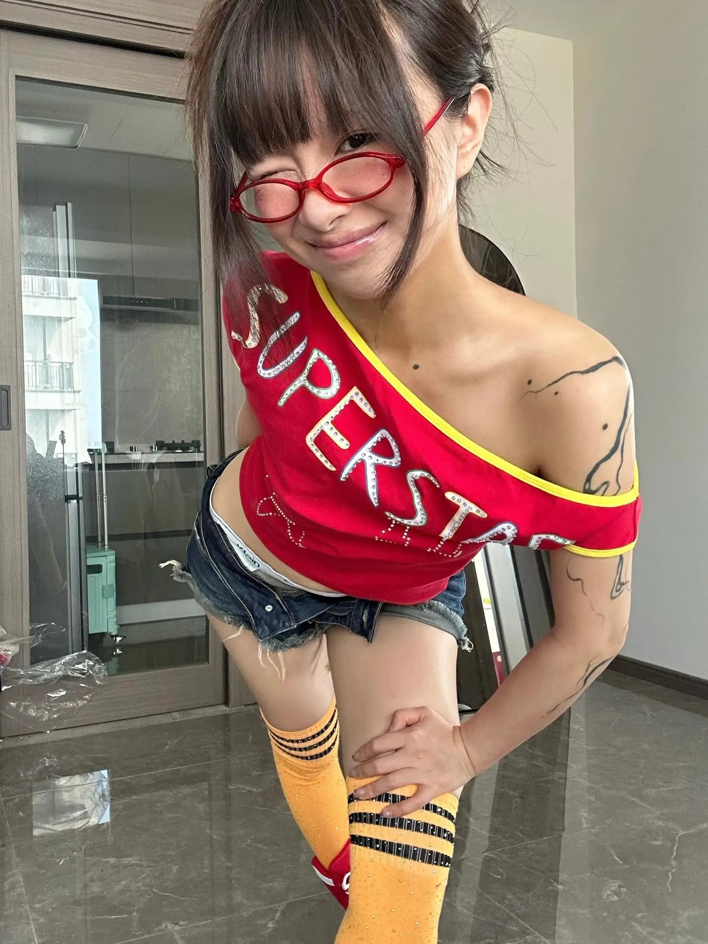 Y2K Superstar One Shoulder Tee