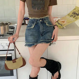 Tasseled Denim Mini Skirt