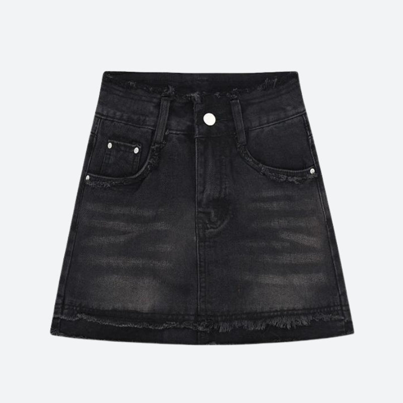 Y2K Tasseled Denim Mini Skort