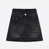 Denim Mini Skort with Tassels