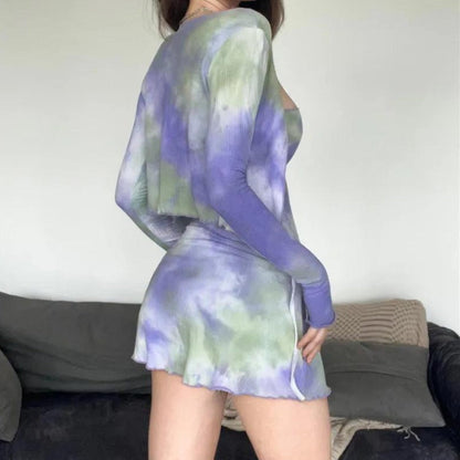 Y2K Tie Dye Bolero Mini Dress