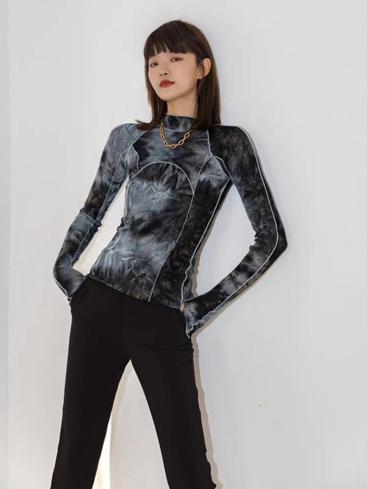 Y2K Tie Dye High Neck Top