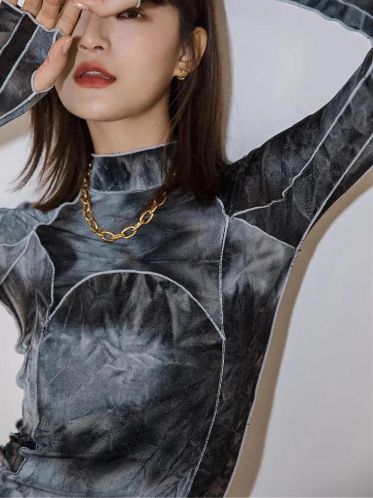 Y2K Tie Dye High Neck Top
