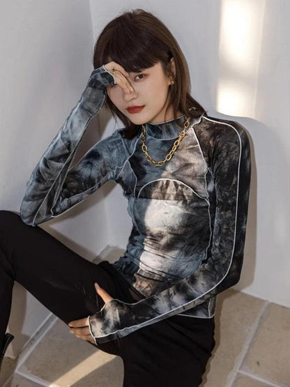 Y2K Tie Dye High Neck Top