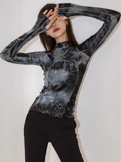 Y2K Tie Dye High Neck Top
