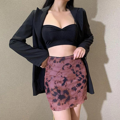 Y2K Tie Dye Mesh Mini Skirt