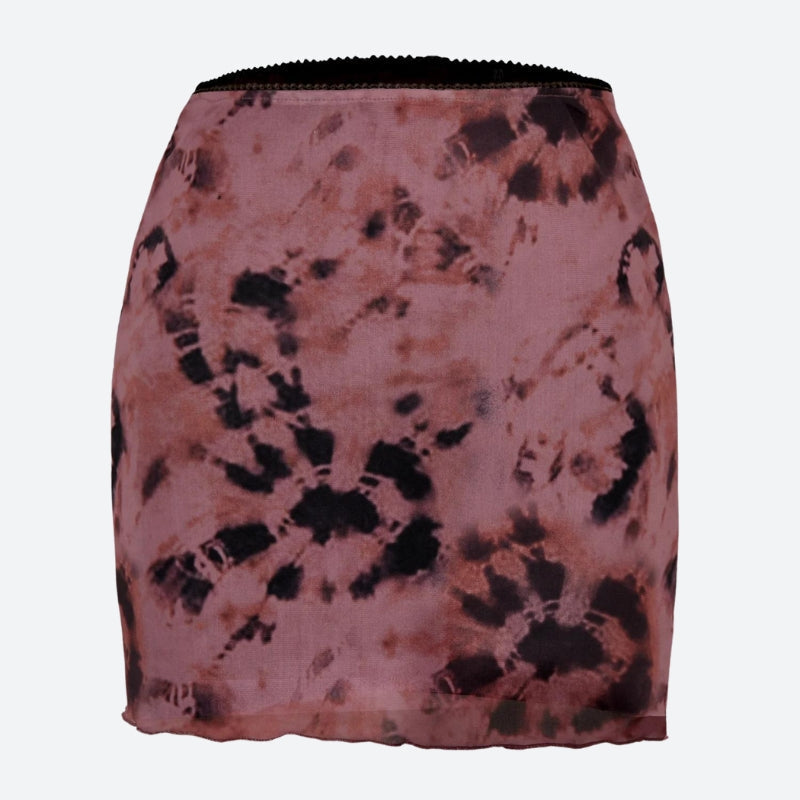 Y2K Tie Dye Mesh Mini Skirt
