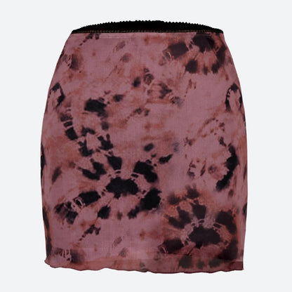 Y2K Tie Dye Mesh Mini Skirt