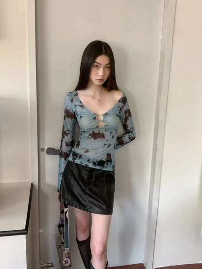Y2K Tie Dye Sheer Top