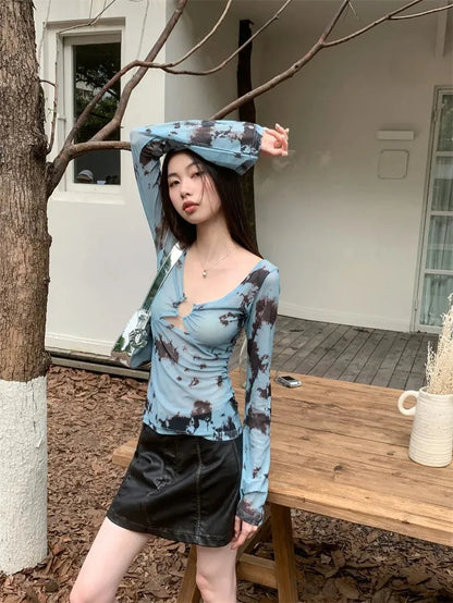 Y2K Tie Dye Sheer Top
