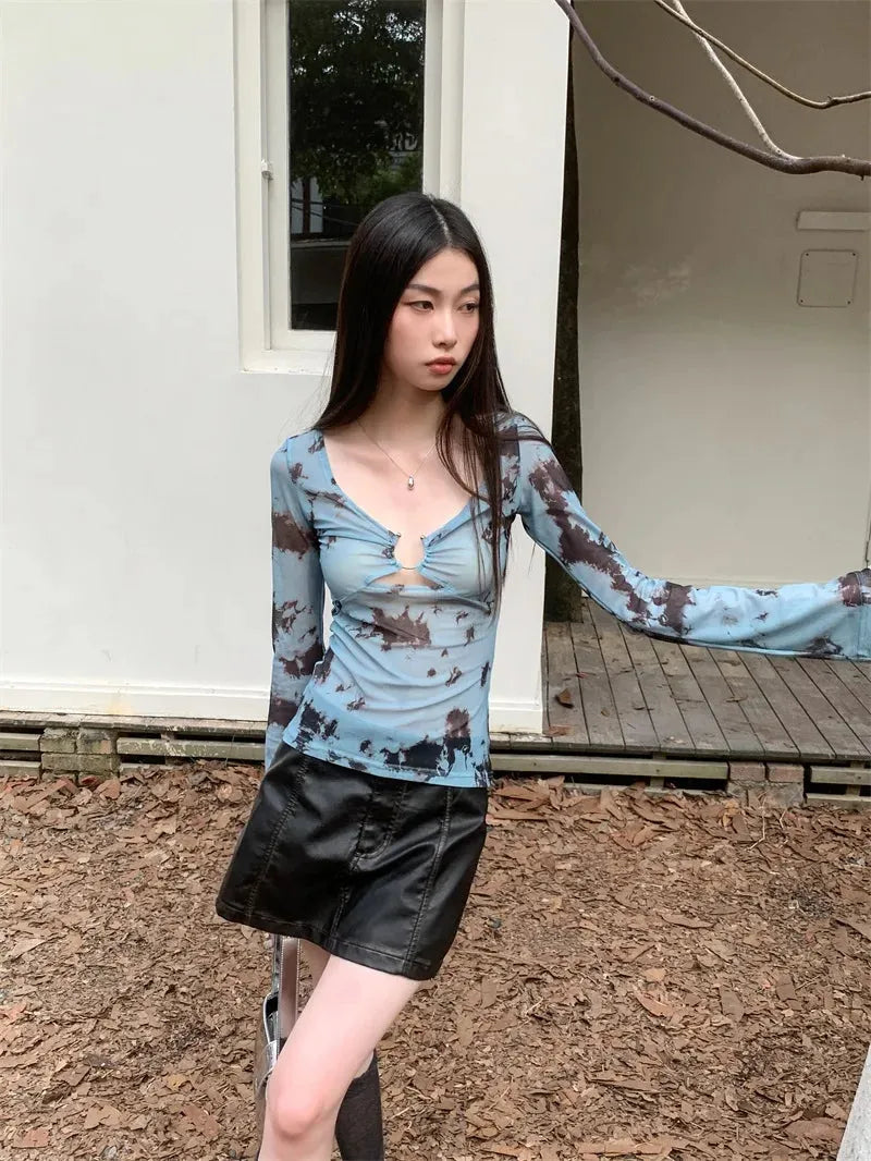 Y2K Tie Dye Sheer Top
