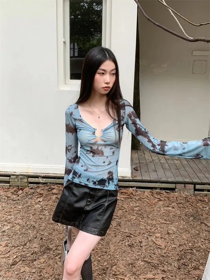 Y2K Tie Dye Sheer Top