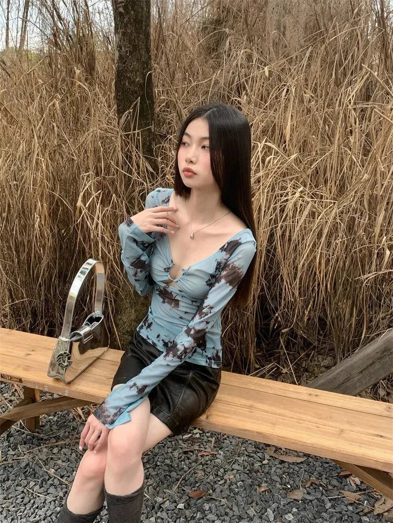 Y2K Tie Dye Sheer Top