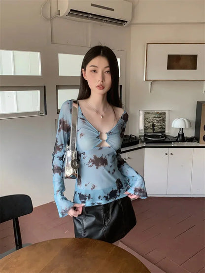 Y2K Tie Dye Sheer Top
