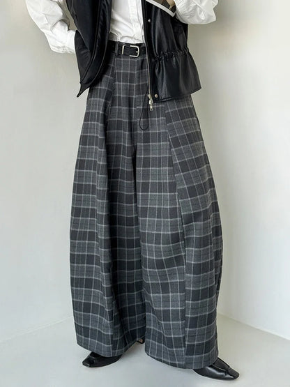 Y2K Ultra-Wide Plaid Pants