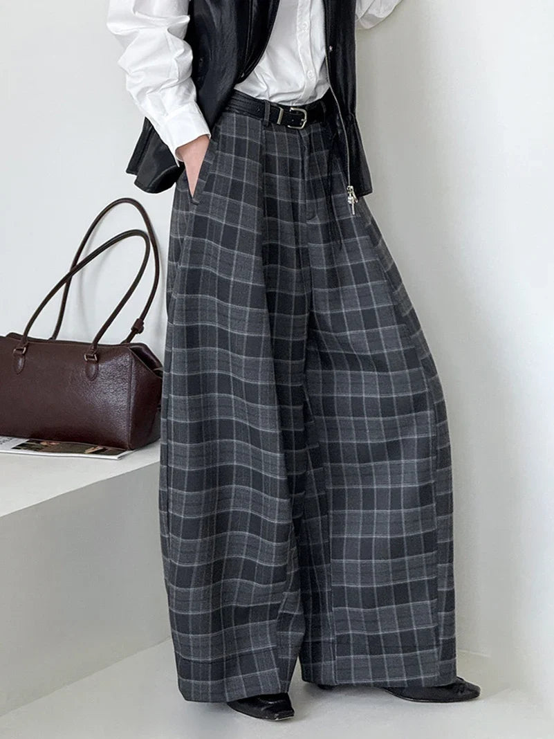 Y2K Ultra-Wide Plaid Pants