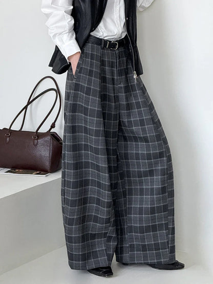 Y2K Ultra-Wide Plaid Pants