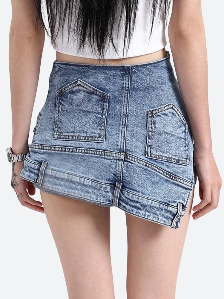 Y2K Upside Down Denim Mini Shorts